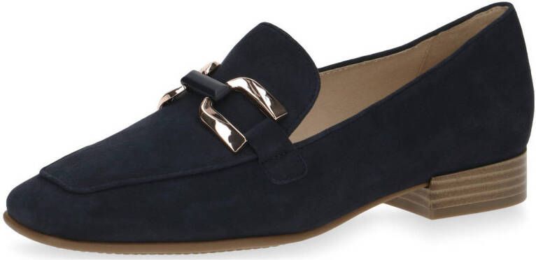 Caprice Norma suède loafers met gesp donkerblauw