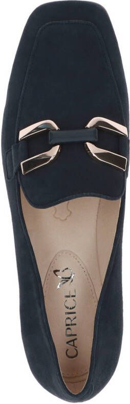 Caprice Norma suède loafers met gesp donkerblauw