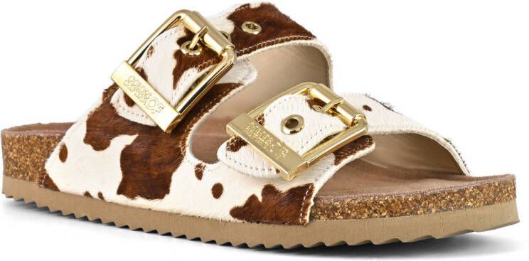 Colors of California leren slippers ecru bruin