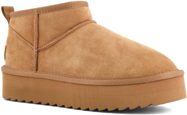 Colors of California Bruin Leren Platte Schoenen Herfst Winter Brown Dames