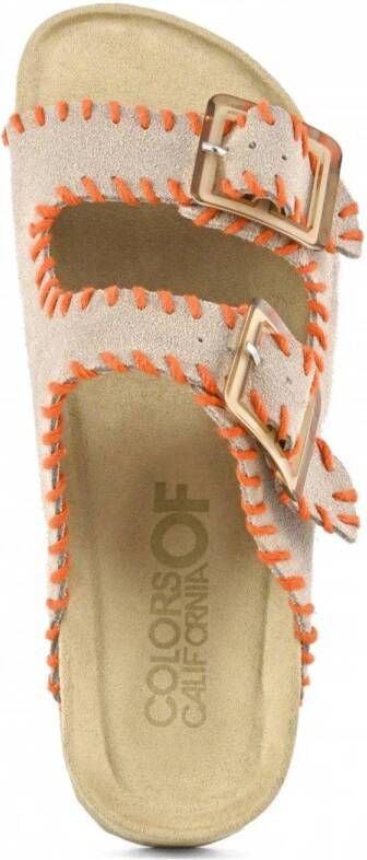 Colors of California suède slippers beige oranje