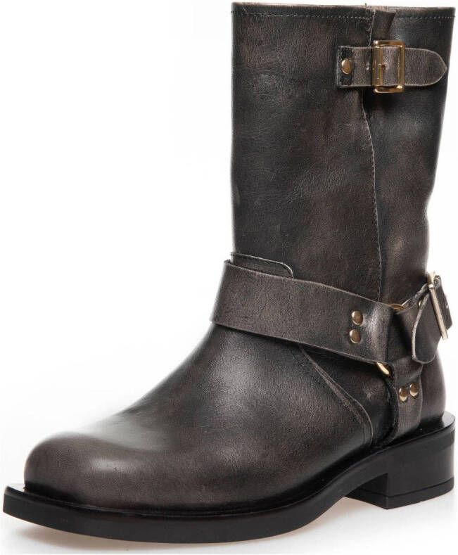 Copenhagen Shoes Heartbeat leren bikerboots zwartgrijs