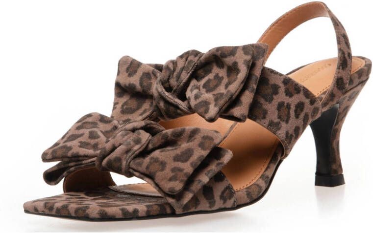Copenhagen Shoes suède sandalettes met panterprint taupe zwart