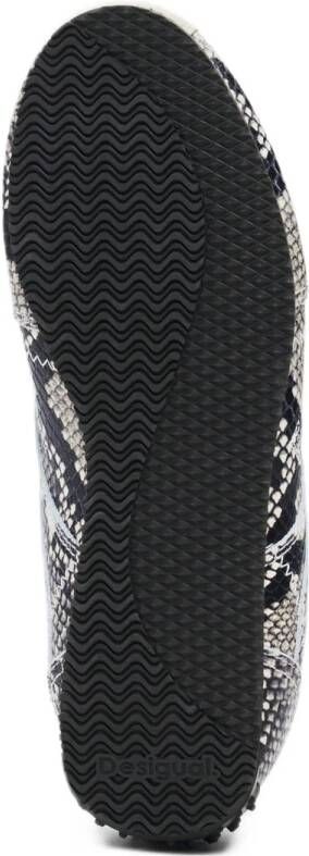 Desigual leren sneakers met slangenprint ecru zwart