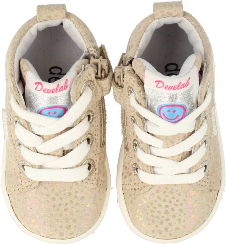 Develab 41492 hoge leren sneakers beige