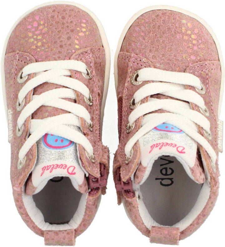 Develab 41362 hoge leren sneakers roze