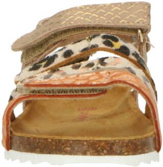 Develab 48304 leren sandalen met dierenprint goud multi