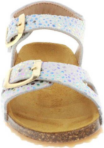 Develab leren sandalen met allover print wit