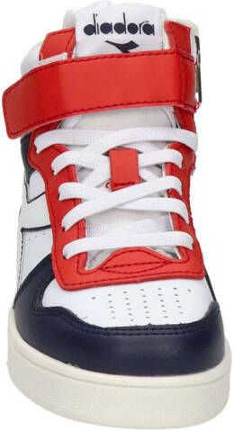 Diadora leren sneakers rood wit donkerblauw