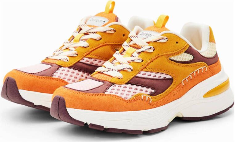 Desigual chunky leren sneakers oranje
