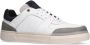 Manfield Heren Witte leren sneakers met zwarte details - Thumbnail 3