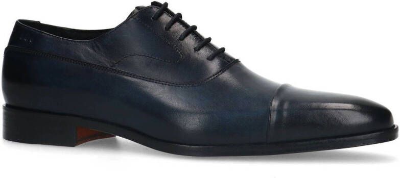 Manfield leren veterschoenen donkerblauw