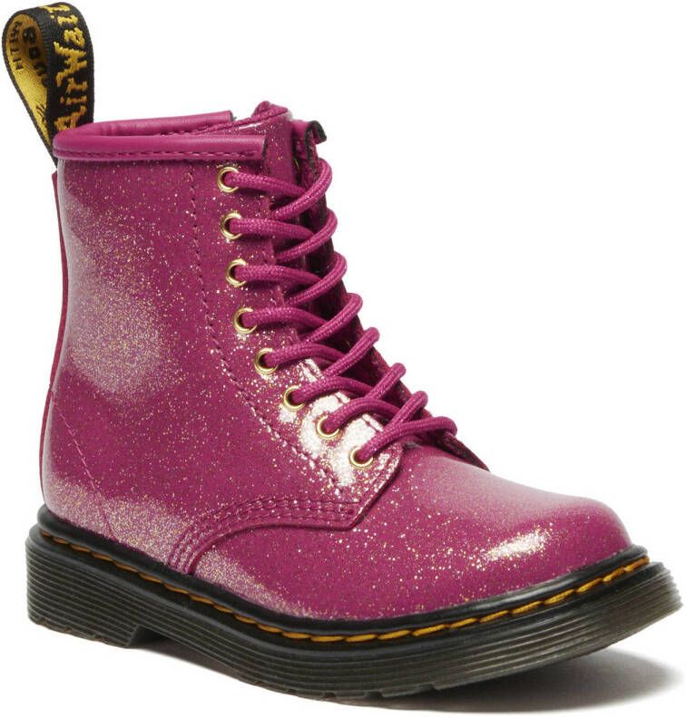 Dr. Martens 1460 T leren veterboots fuchsia zilver goud