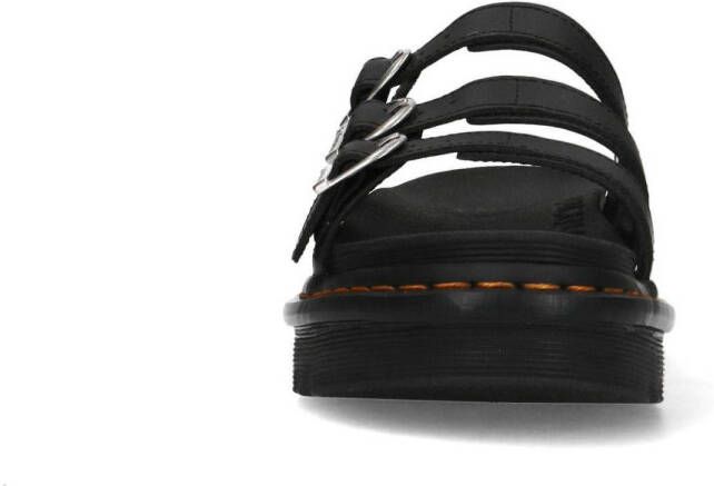 Dr. Martens Blaire leren plateau slippers zwart