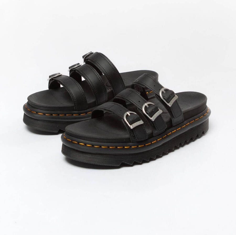 Dr. Martens Blaire leren plateau slippers zwart