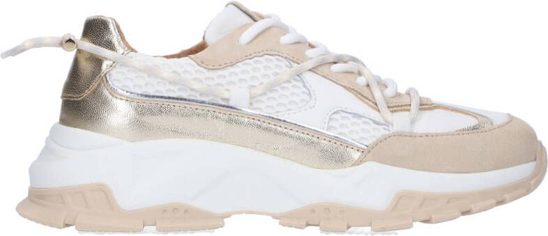 DWRS Bonney chunky leren sneakers zand champagne