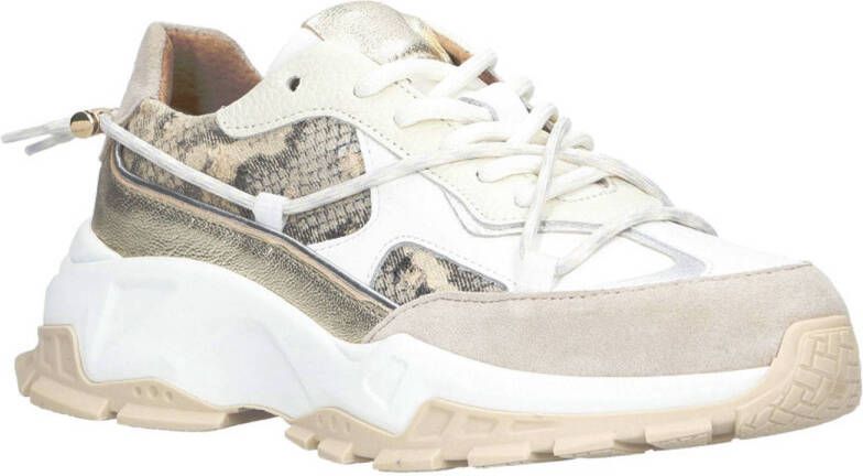 DWRS BONNEY snake chunky leren sneakers beige