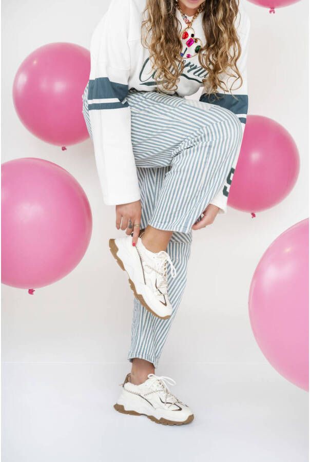 DWRS Bonney teddy chunky leren sneakers wit brons