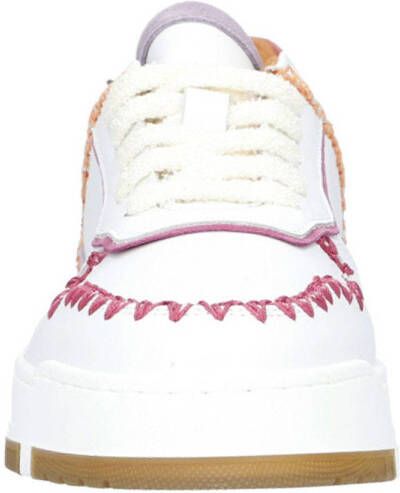 DWRS Huntly leren sneakers wit fuchsia lila