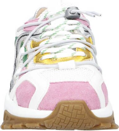 DWRS ISOLA chunky leren sneakers wit roze groen