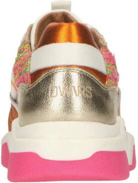 DWRS LOS ANGELES tweed chunky leren sneakers roze champagne