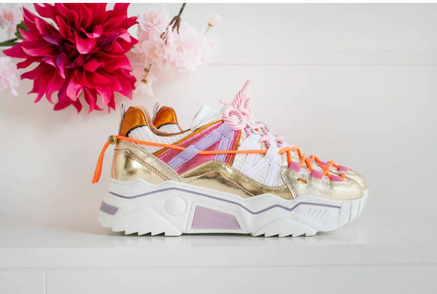 DWRS Orion chunky leren sneakers goud roze