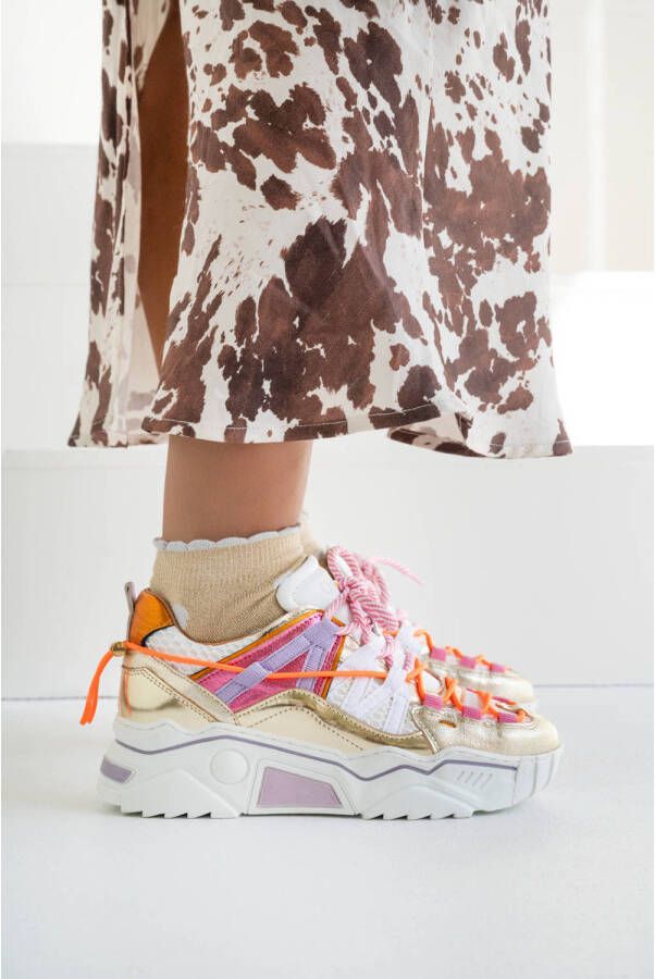 DWRS Orion chunky leren sneakers goud roze