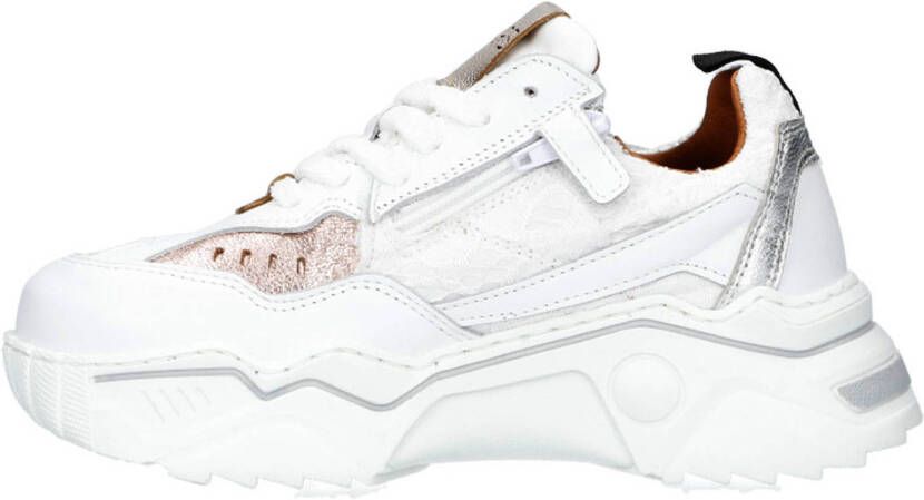 DWRS Pluto chunky leren sneakers wit rosé