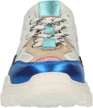 DWRS Pluto leren sneakers met pailletten roze blauw