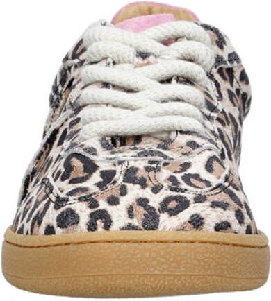 DWRS Poona leopard leren sneakers met panterprint beige roze