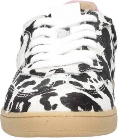 DWRS Poona leren sneakers met ponyhair en koeienprint zwart wit