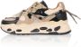 DWRS Saturnus teddy chunky leren sneakers beige zwart - Thumbnail 2