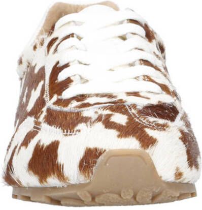 DWRS Sava leren sneakers met koeienprint bruin wit