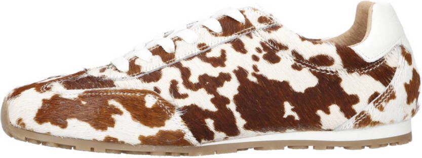 DWRS Sava leren sneakers met koeienprint bruin wit