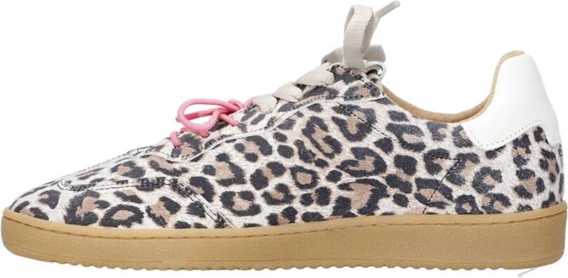 DWRS suède sneakers met panterprint beige