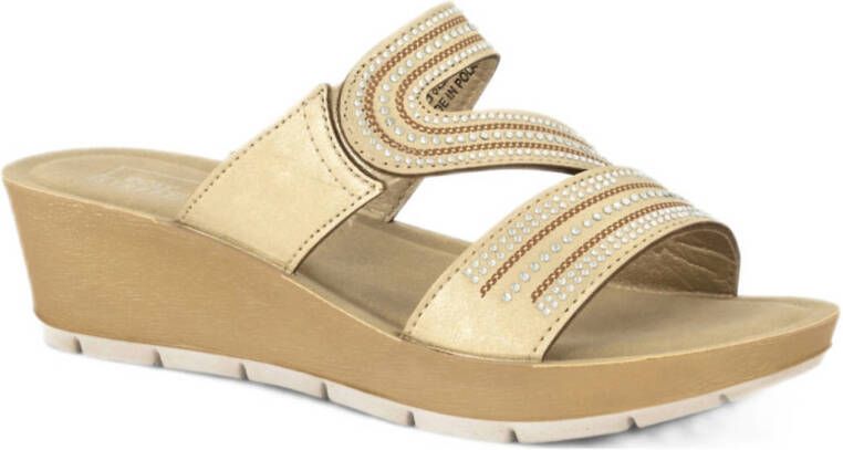 Easy Street slippers met strass beige