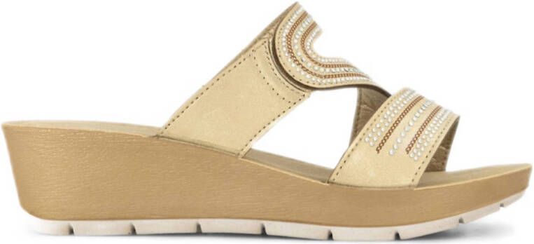 Easy Street slippers met strass beige