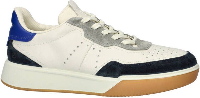 Ecco Street Court leren sneakers wit blauw