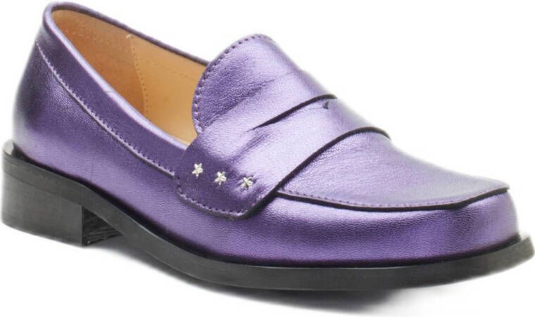 Fabienne Chapot leren loafers paars metallic