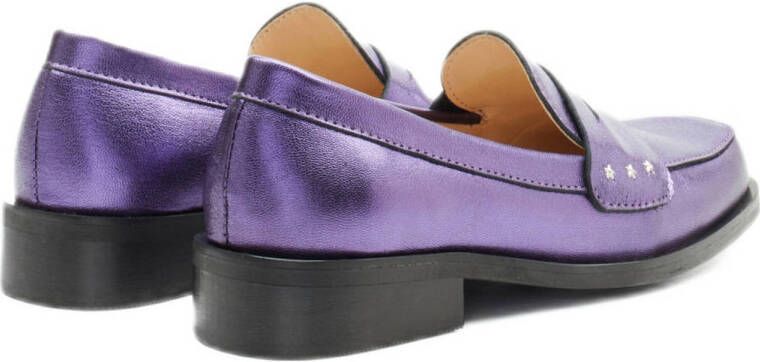 Fabienne Chapot leren loafers paars metallic