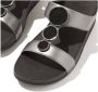 FitFlop TM Halo Bead-Circle Metallic H-Bar leren slippers zwart metallic - Thumbnail 4