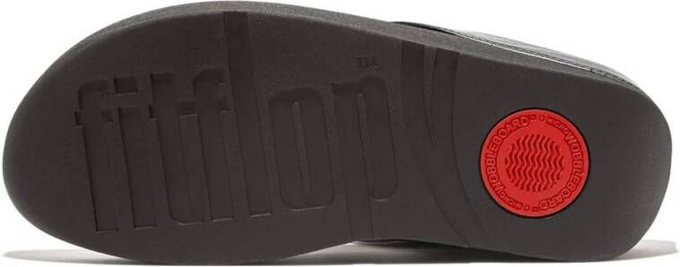 FitFlop TM Halo Bead-Circle Metallic Toe-Post leren teenslippers zwart