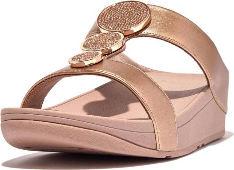 FitFlop TM Halo Bead-Circle MetallicH-Bar leren slippers roségoud