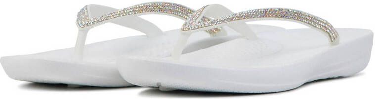 FitFlop TM Iqushion Sparkle teenslippers met strass steentjes wit