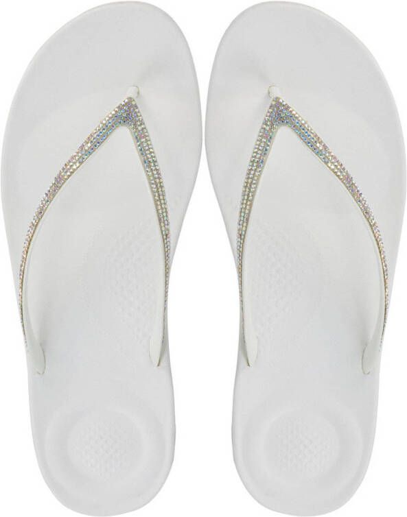 FitFlop TM Iqushion Sparkle teenslippers met strass steentjes wit