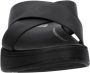 FitFlop Slippers F-MODE LEATHER FLATFORM CROSS SLIDES All Black - Thumbnail 8