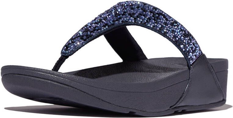 FitFlop TM Lulu Crystal-Mix Toe-Post teenslippers met glitters donkerblauw