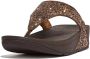 FitFlop Lulu Glitter Toe Thongs PU Glitter Teenslippers donkerbruin - Thumbnail 6