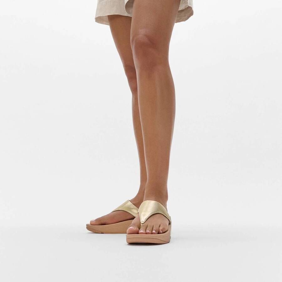 FitFlop TM Lulu Leather Toe-Post leren teenslippers goud