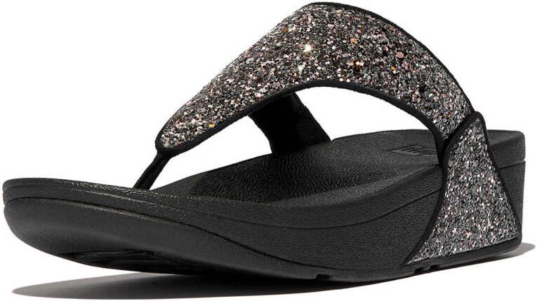 FitFlop TM Lulu Multi Tonal Glitter Toe-Post teenslippers met glitters zwart
